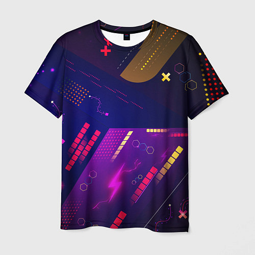 Мужская футболка Cyber neon pattern Vanguard / 3D-принт – фото 1