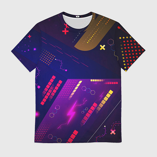 Мужская футболка Cyber neon pattern Vanguard / 3D-принт – фото 1