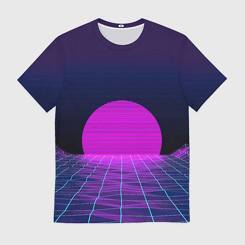 Мужская футболка Закат розового солнца Vaporwave Психоделика / 3D-принт – фото 1