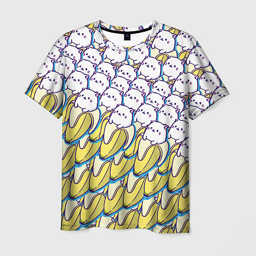 Мужская футболка Котики и бананы Паттерн Лето / 3D-принт – фото 1