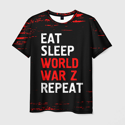 Мужская футболка Eat Sleep World War Z Repeat - Краска / 3D-принт – фото 1