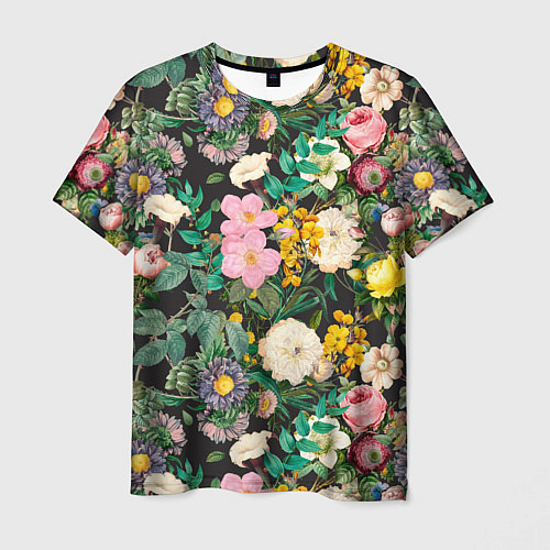 Мужская футболка Паттерн из летних цветов Summer Flowers Pattern / 3D-принт – фото 1