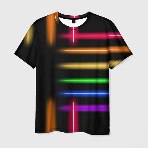 Мужская футболка Неоновое свечение Minimalism Neon / 3D-принт – фото 1