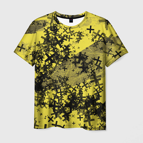 Мужская футболка Кресты и хаос На желтом Коллекция Get inspired! Fl / 3D-принт – фото 1
