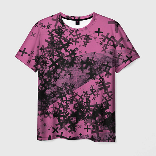Мужская футболка Кресты и хаос На розовом Коллекция Get inspired! F / 3D-принт – фото 1