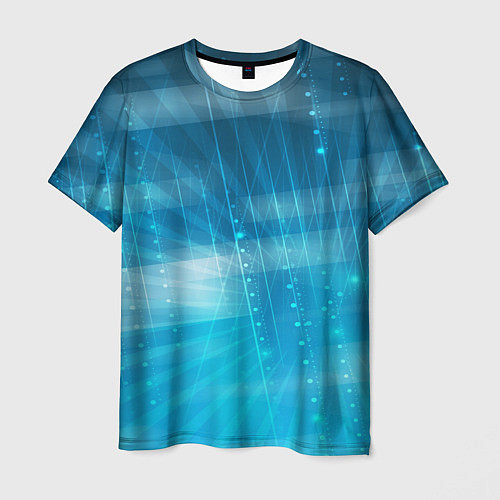Мужская футболка Линии на голубом фоне / 3D-принт – фото 1