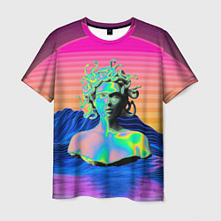 Футболка мужская Gorgon Medusa Vaporwave Neon Mountains, цвет: 3D-принт