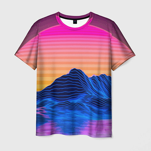 Мужская футболка Vaporwave Mountains Психоделика Неон / 3D-принт – фото 1