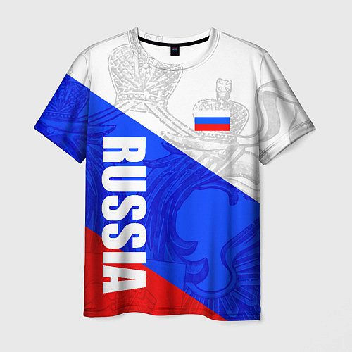 Мужская футболка RUSSIA - SPORTWEAR - ТРИКОЛОР / 3D-принт – фото 1