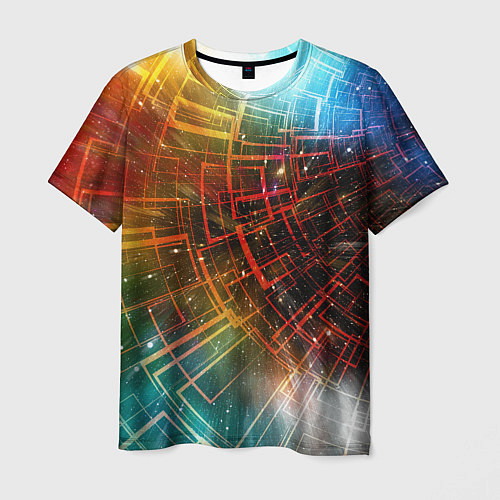Мужская футболка Portal - Neon Space - туннель из энергетических па / 3D-принт – фото 1