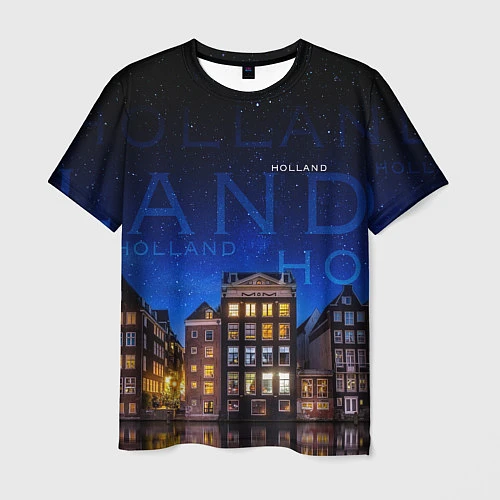 Мужская футболка Голландия в ночи / 3D-принт – фото 1