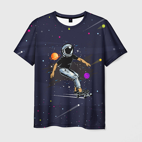 Мужская футболка Космонавт - скейтбордист / 3D-принт – фото 1