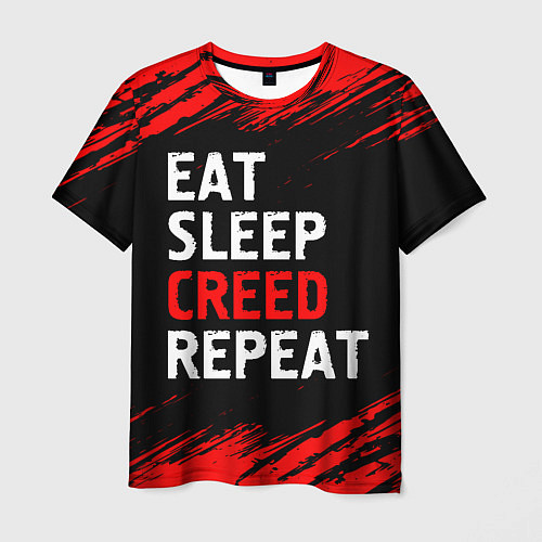 Мужская футболка Eat Sleep Creed Repeat - Краски / 3D-принт – фото 1