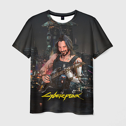 Мужская футболка Johnny в гитарой Джонни Cyberpunk2077 / 3D-принт – фото 1