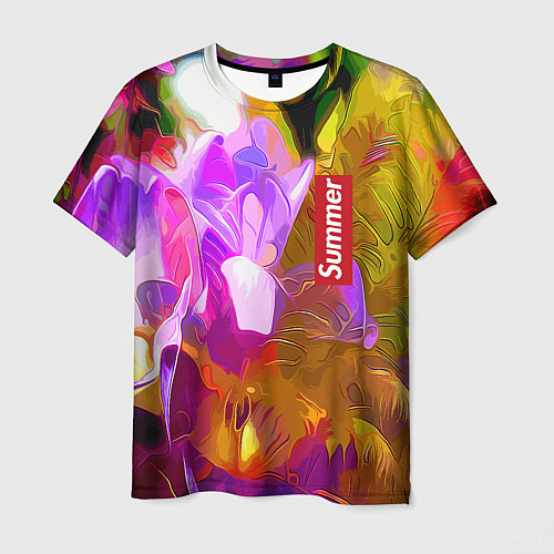 Мужская футболка Красочный цветочный узор Лето Colorful Floral Patt / 3D-принт – фото 1