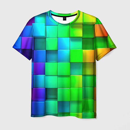 Мужская футболка РАЗНОЦВЕТНЫЕ КУБИКИ MULTICOLORED CUBES / 3D-принт – фото 1