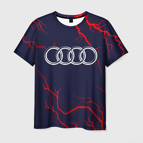 Мужская футболка Символ AUDI на фоне грозы / 3D-принт – фото 1
