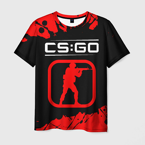 Мужская футболка CS:GO лого с линиями и спецназом / 3D-принт – фото 1