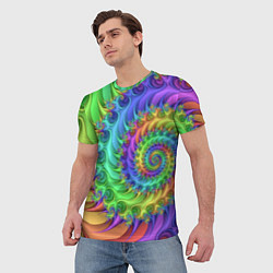 Футболка мужская Красочная фрактальная спираль Узор Colorful fracta, цвет: 3D-принт — фото 2