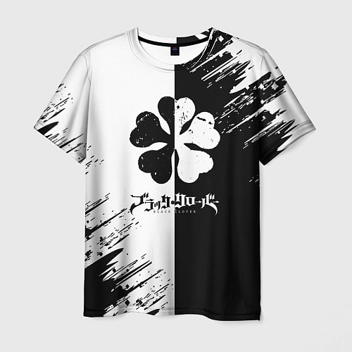 Мужская футболка Чёрный клевер черное белое текстура / 3D-принт – фото 1