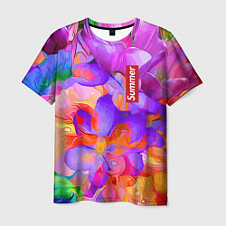 Мужская футболка Красочный цветочный паттерн Лето Colorful Floral P