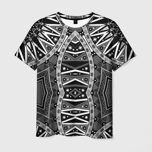 Мужская футболка Черно-белый этнический орнамент / 3D-принт – фото 1