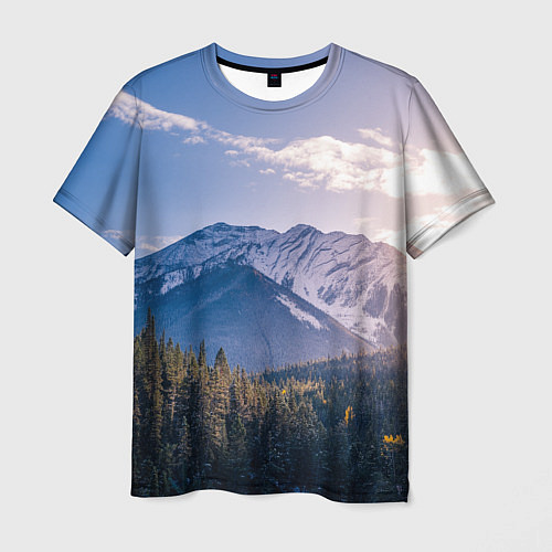 Мужская футболка Горы Лес Солнце / 3D-принт – фото 1