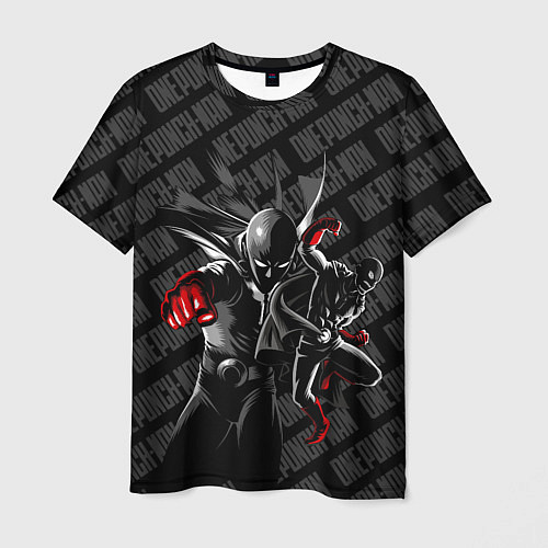 Мужская футболка Ванпанчмен в черных тонах / 3D-принт – фото 1