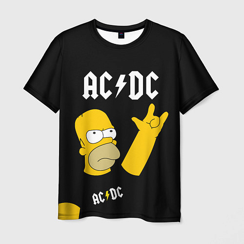 Мужская футболка AC DC ГОМЕР СИМПСОН SIMPSONS / 3D-принт – фото 1