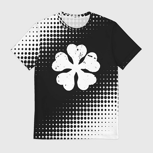 Мужская футболка Белый логотип Черный клевер на черном / 3D-принт – фото 1