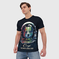 Футболка мужская Корги Космонавт Corgi Space Dog, цвет: 3D-принт — фото 2
