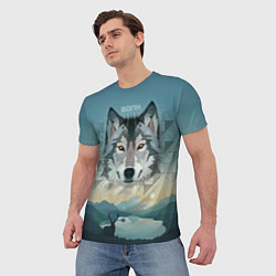 Футболка мужская Серый волк - голова, цвет: 3D-принт — фото 2