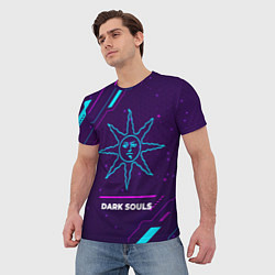 Футболка мужская Символ Dark Souls Sun в неоновых цветах на темном, цвет: 3D-принт — фото 2