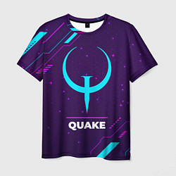 Футболка мужская Символ Quake в неоновых цветах на темном фоне, цвет: 3D-принт