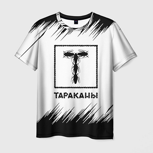 Мужская футболка Тараканы штрихи на белом фоне / 3D-принт – фото 1