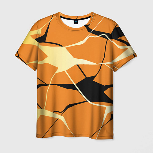 Мужская футболка Абстрактные полосы на оранжевом фоне / 3D-принт – фото 1