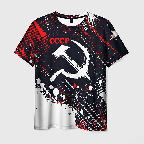 Мужская футболка USSR - СССР - СЕРП И МОЛОТ - КРАСКА / 3D-принт – фото 1