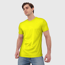 Футболка мужская Однотонный неоновый лимонный желтый тон, цвет: 3D-принт — фото 2