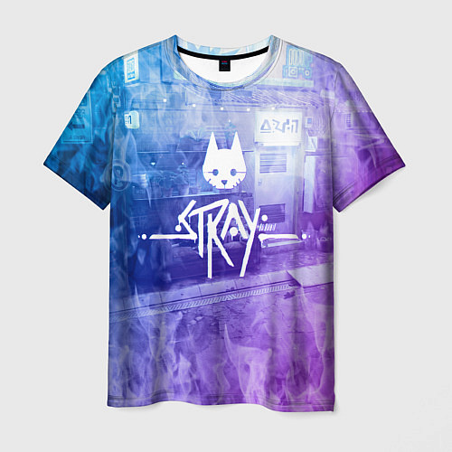Мужская футболка Stray: Neon Logo / 3D-принт – фото 1