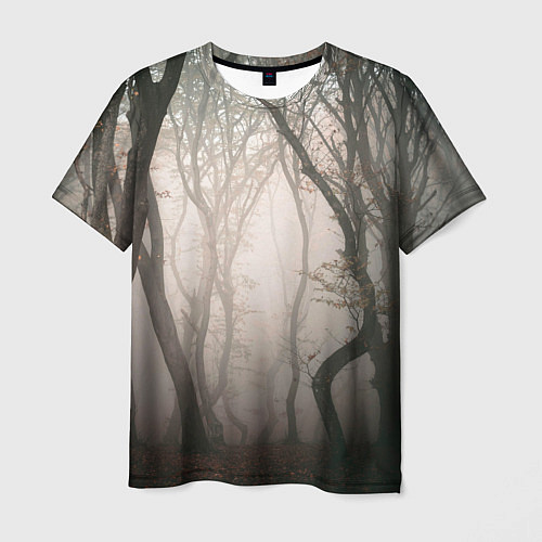 Мужская футболка Лес Туман / 3D-принт – фото 1