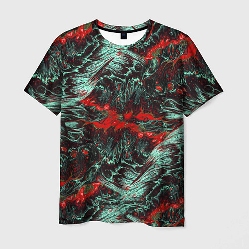 Мужская футболка Красно-Белая Вулканическая Лава / 3D-принт – фото 1