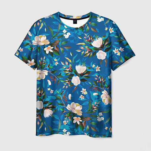 Мужская футболка Цветы Синий Сад / 3D-принт – фото 1