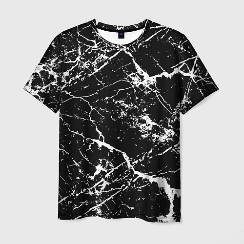 Мужская футболка Текстура чёрного мрамора Texture of black marble / 3D-принт – фото 1