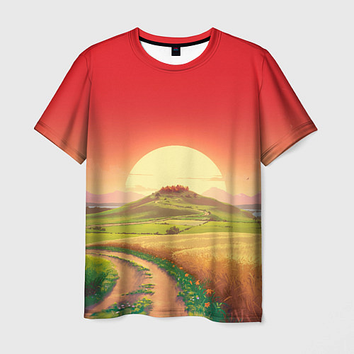 Мужская футболка Дорога к солнцу / 3D-принт – фото 1