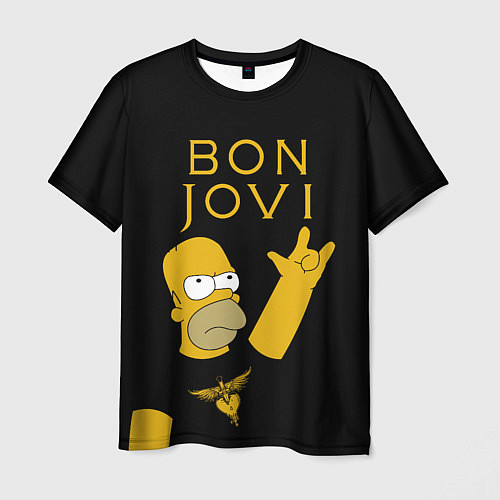 Мужская футболка Bon Jovi Гомер Симпсон Рокер / 3D-принт – фото 1