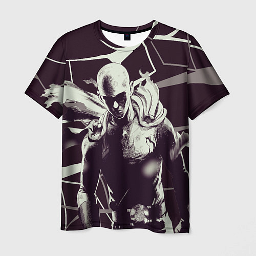 Мужская футболка Ванпанчмен - на черно-белом фоне / 3D-принт – фото 1