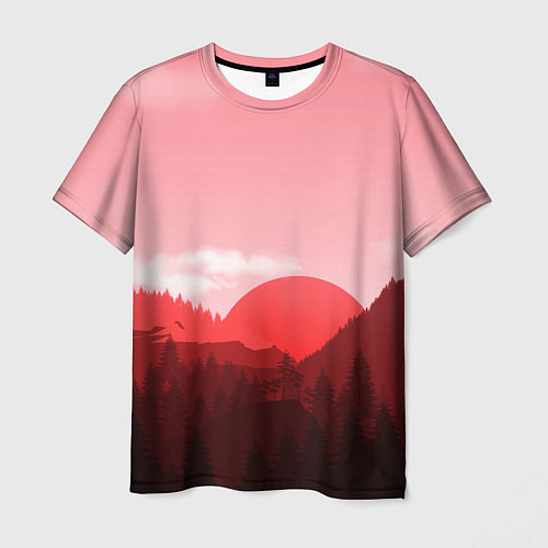 Мужская футболка Закат в горах в розовых тонах / 3D-принт – фото 1
