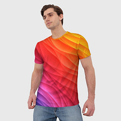 Футболка мужская Разноцветные цифровые волны, цвет: 3D-принт — фото 2
