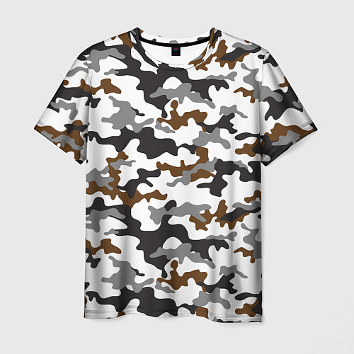 Мужская футболка Камуфляж Чёрно-Белый Camouflage Black-White / 3D-принт – фото 1