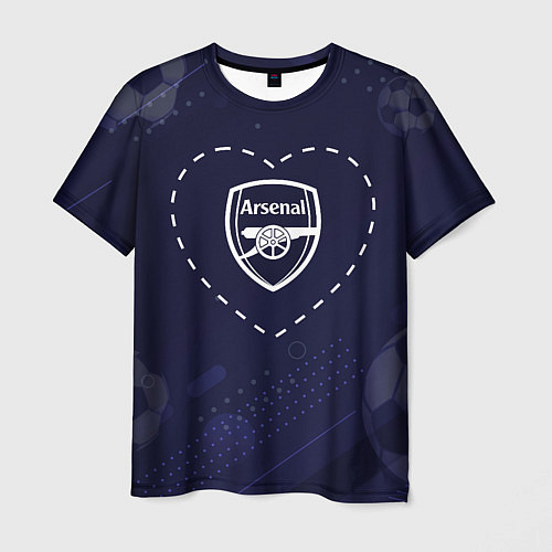Мужская футболка Лого Arsenal в сердечке на фоне мячей / 3D-принт – фото 1